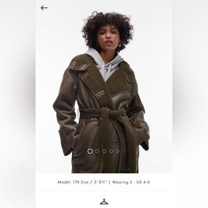 Topshop faux leather Sherpa trench coat